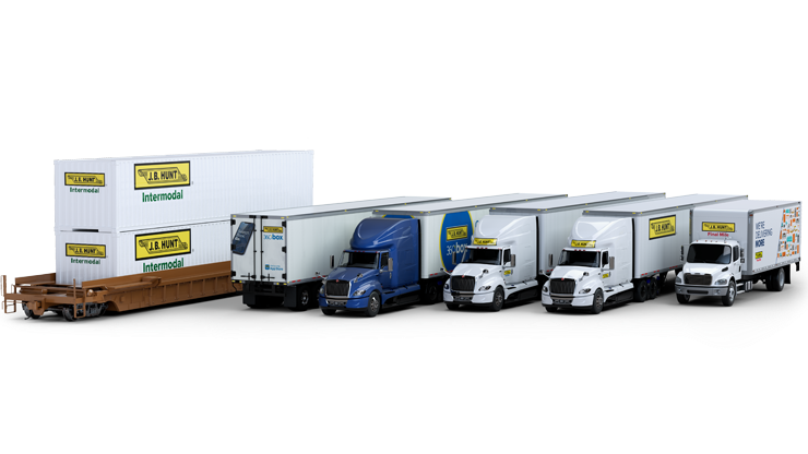 different types of trucks and intermodal container illustrations
