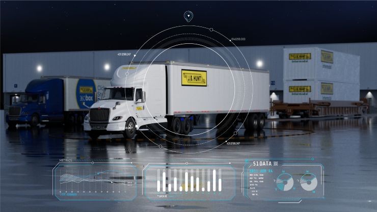 trucks with heads up display graphics overlaid