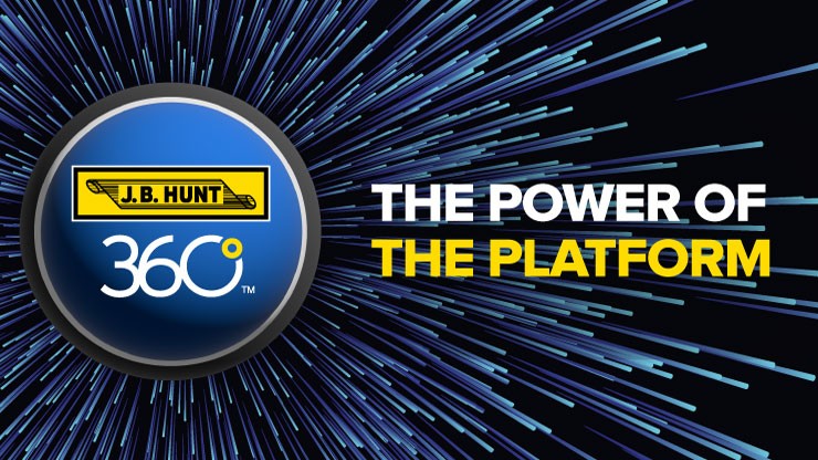 Power of the Platform Illustration digital rendering of a J.B. Hunt 360 logo next to the text "The Power of the Platform"