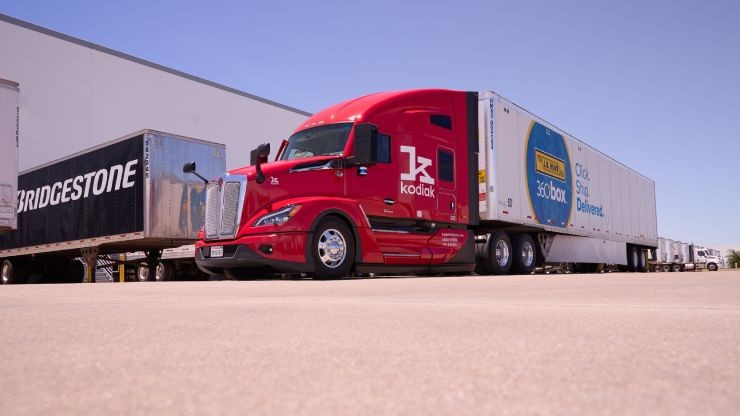 Kodiak autonomous truck with J.B. Hunt 360box trailer